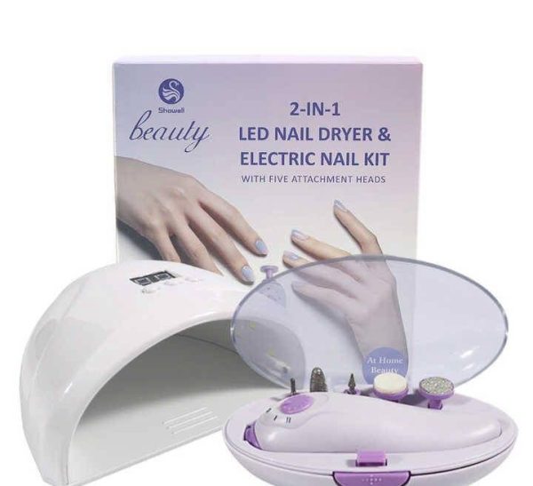 2 In 1 Led Nail Dryer And Electric Nail Kit | Nail Dryer Led Lamp And Manicure Led Nail Dryer & Electric Nail Kit With Five Attachments Heads