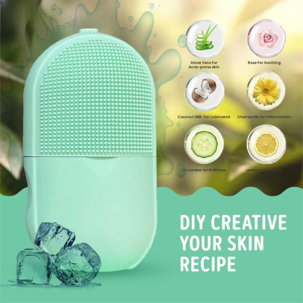 Combo Deal | Ice Roller Facial Massage | Silicone Cleansing Ice Lattice + Silicone Face Mask Brush Applicator (random Color)