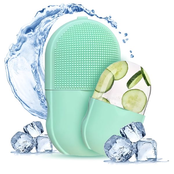 Combo Deal | Ice Roller Facial Massage | Silicone Cleansing Ice Lattice + Silicone Face Mask Brush Applicator (random Color)