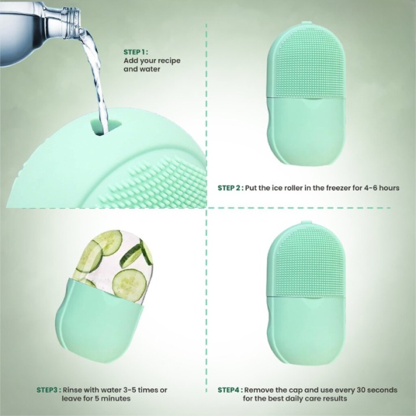 Combo Deal | Ice Roller Facial Massage | Silicone Cleansing Ice Lattice + Silicone Face Mask Brush Applicator (random Color)
