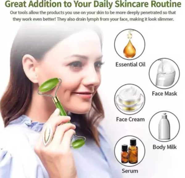 Flawless Jade Roller With Stone (marble) | Facial Roller Manual Massage For Women